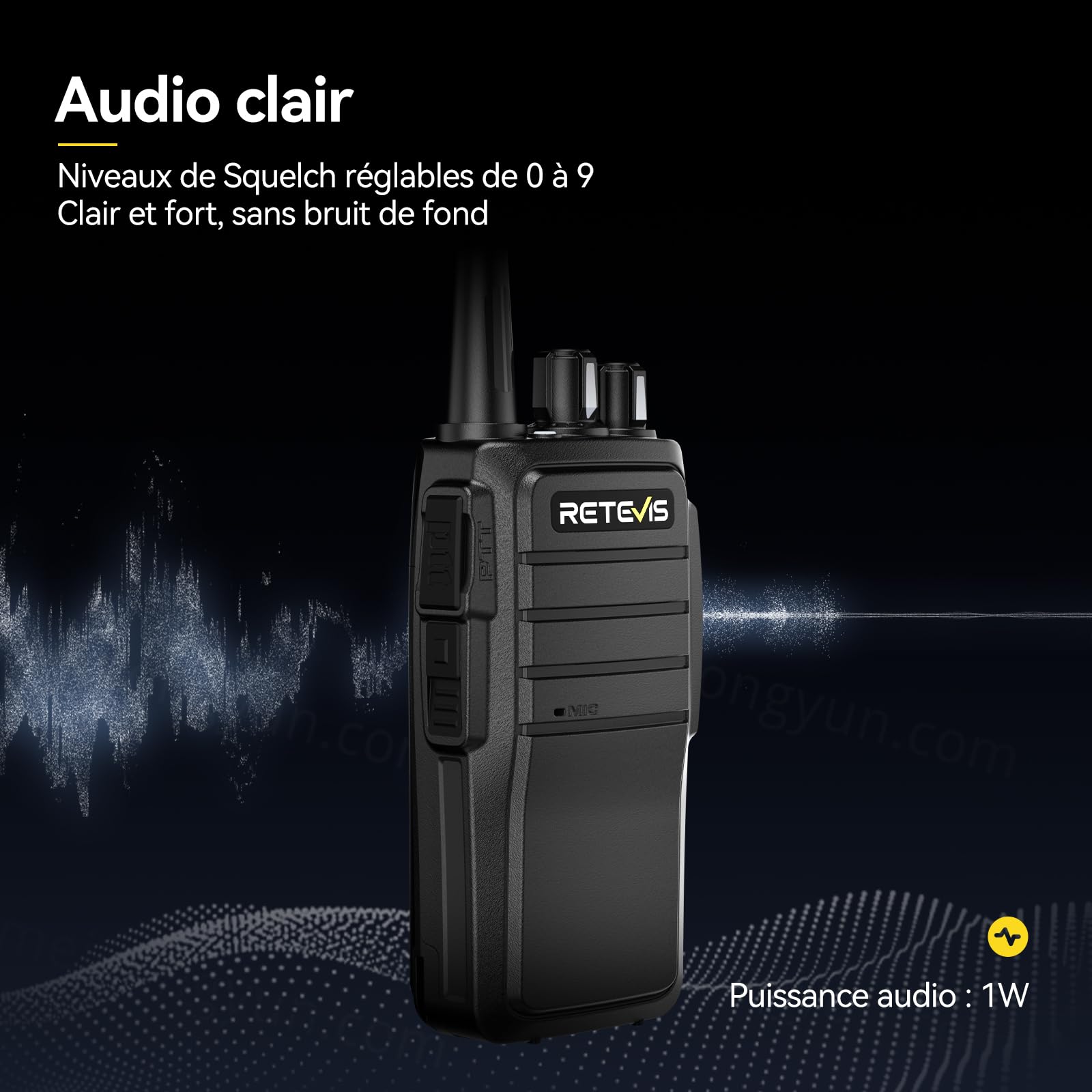 Retevis RT21 Talkie Walkie Longue Portée, Professionnel Talkie Walkie Rechargeable avec Chargeur 6 Voie, Squelch, PMR446 sans Licence, Robuste Radio pour Construction, Sécurité (Noir, 6PCS)