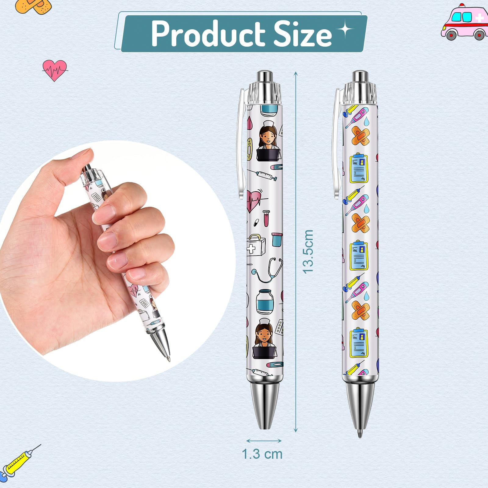 10 stuks grappige balpen, verpleegstergeschenken, cartoon verpleegsterpen, cadeau verpleegsters, accessoires voor verpleegsters, artsen, medische assistenten (variant A