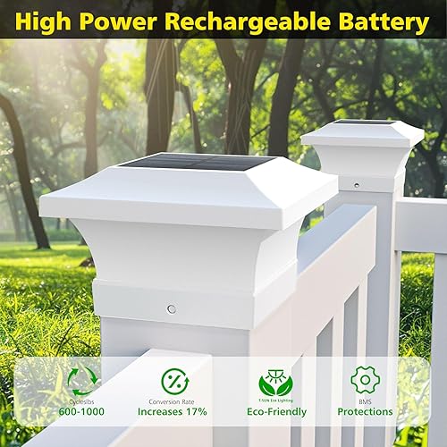 Miniatura 29 de T-SUN Luces solares para poste, luces solares impermeables para exteriores para postes de madera de 4 x 4, iluminación LED blanca de 6000 K