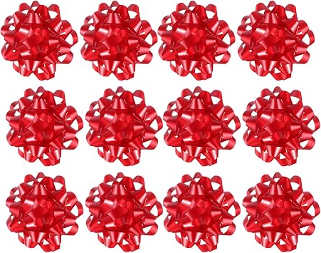 27 Large Gift Bows,3.5 inches, Bows for Gift Wrapping and Presents,Christmas Bows,for Parties, Birthdays, Weddings or Other Holidays. Red