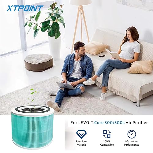 Miniatura 4 de Paquete de 2 filtros de repuesto Core 300 True HEPA para purificador de aire LEVOIT Core 300 y Core 300S VortexAir, repuesto de filtro HEPA