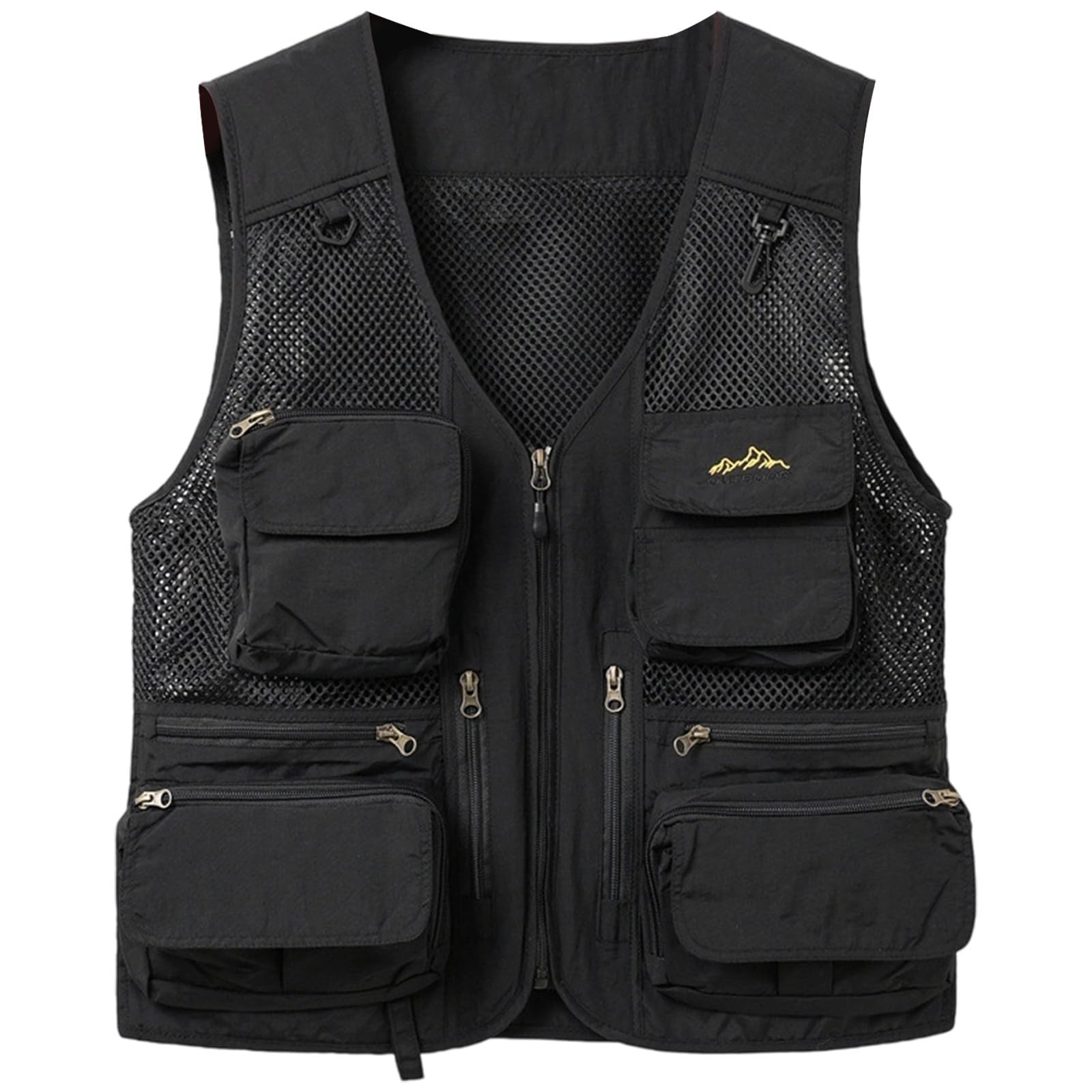 Chaleco de pesca transpirable para hombre con multibolsillos de malla 6