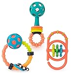 Sassy My First Rattles Newborn Gift Set with 3 Soft and Flexible Rattles, Ages 0+ Months