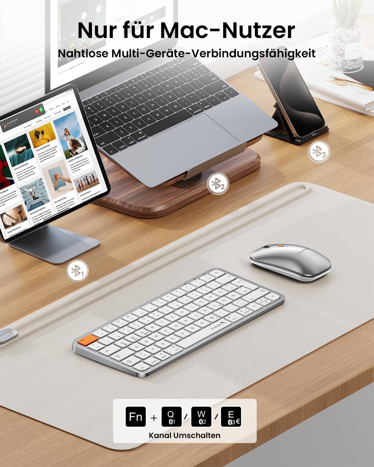 ProtoArc KM90-A podświetlana klawiatura mysz zestaw bezprzewodowy do Mac
