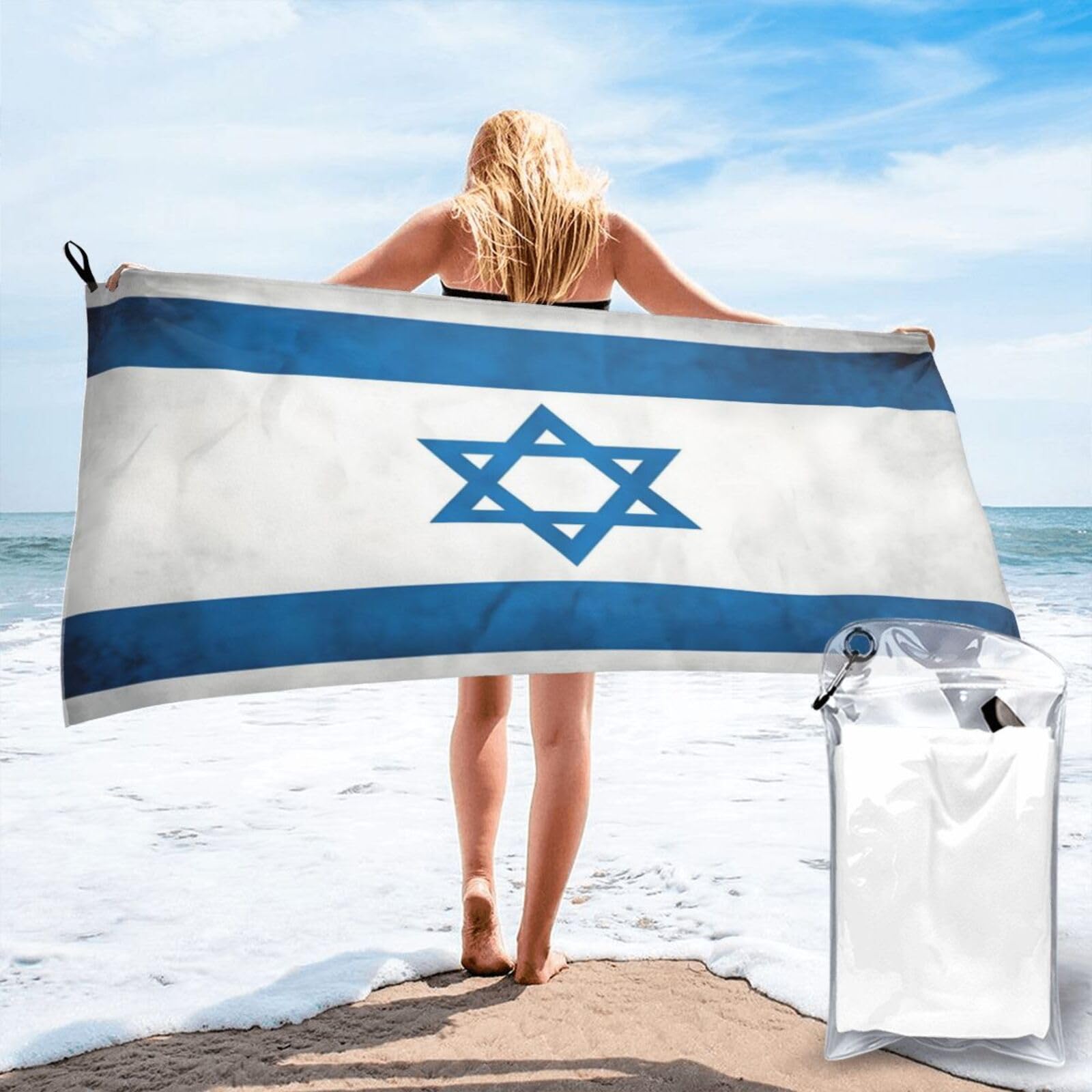 HLBSDM Israel Flag Microfiber Beach Towel,Suitable for Travel,Outdoor Activities,Swimming and Camping