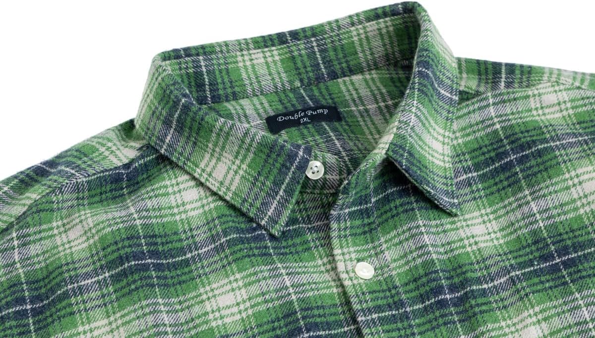 Double Pump Big and Tall Flannel Shirts for Men Cotton Long Sleeve Casual Button Down Plaid Shirt from XXL (T) to 6XL(T) - Image 3