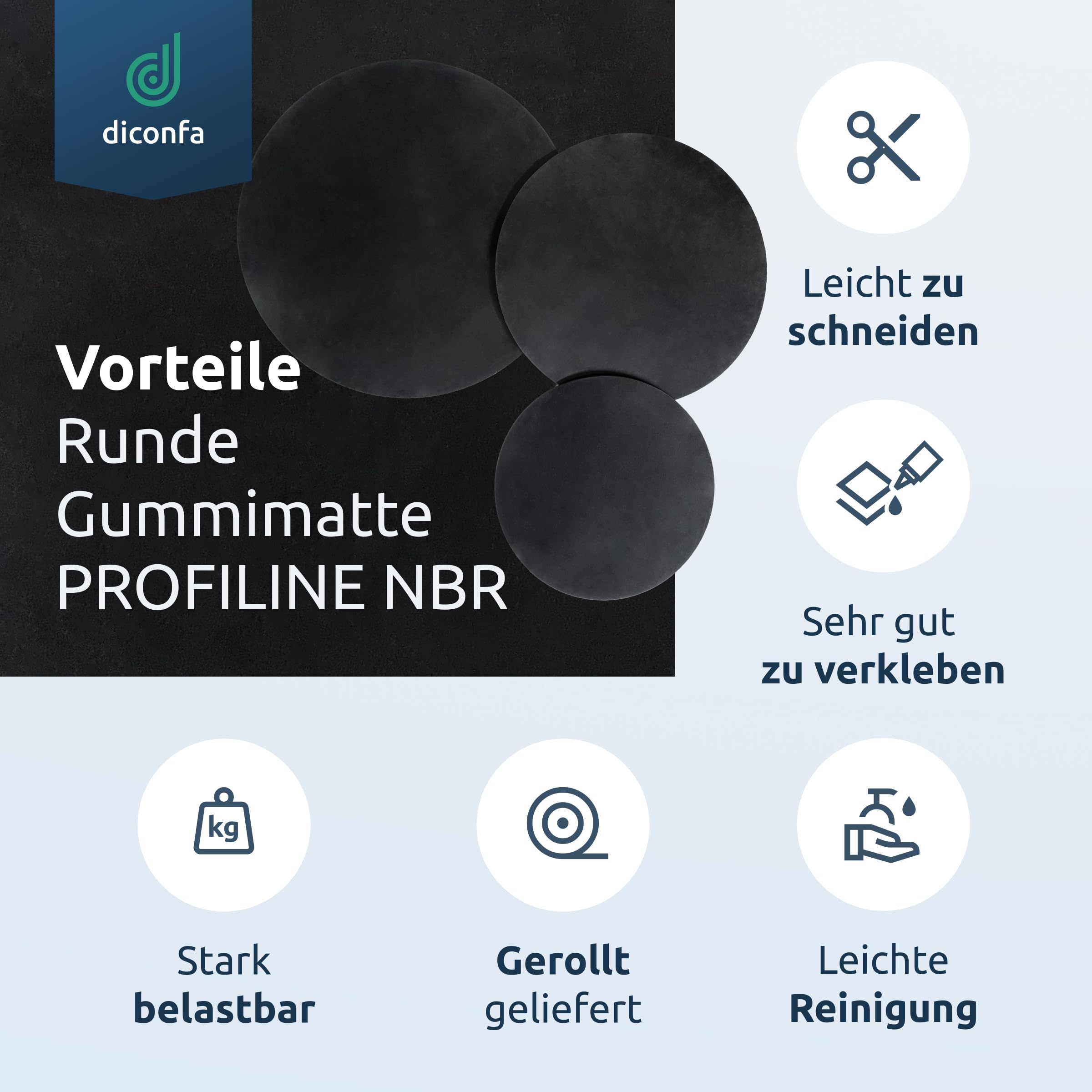 diconfa NBR Rubberen strips, oliebestendig, 100 mm breed, 1 tot 20 mm
