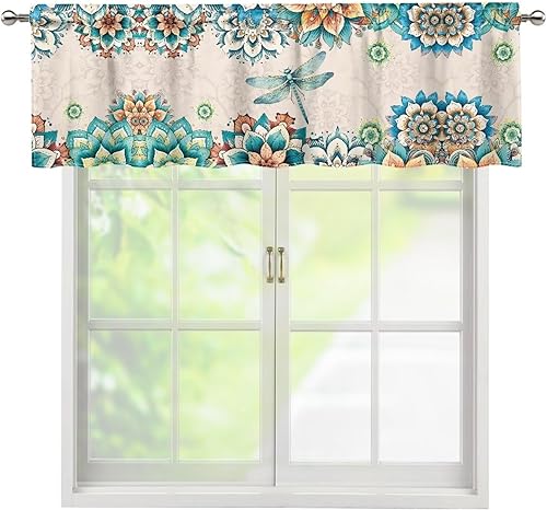 Miniatura 9 de DISNIMO Van Gogh - Cenefas de noche estrellada para ventanas, cenefa de cortina de cocina, 54 x 18 pulgadas, cortinas cortas azules para decoración