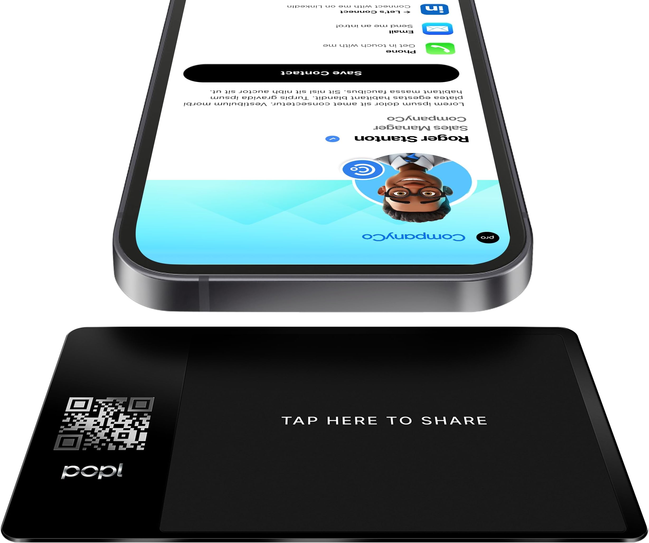 Smart NFC Business Card - Sleek Modern Digital Business Card w/Instant App-Free Sharing - Customizable NFC Cards Compatible w/iPhone & Android (Metal Black)