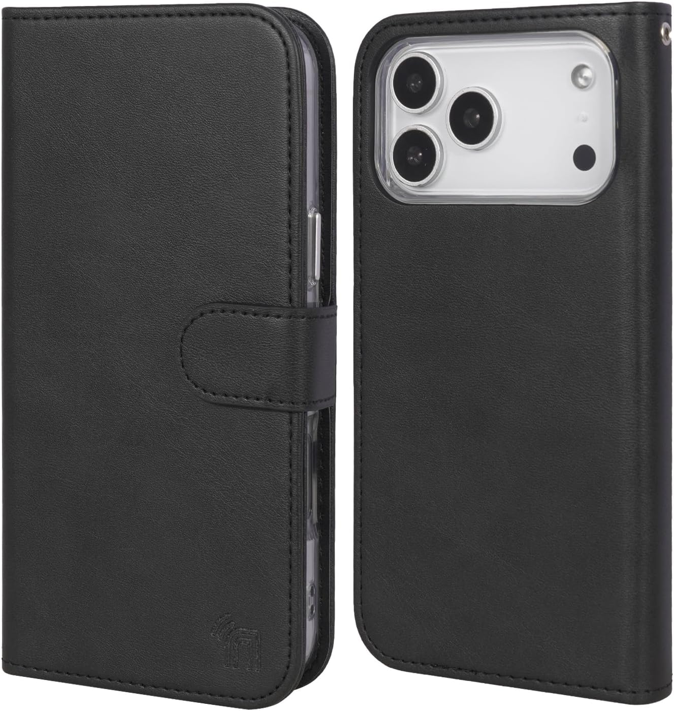 Nakedcellphone Case and Wallet Combo for iPhone 17 Pro Max, Clear Cover (Compatible with MagSafe) and Magnetic Folio RFID Credit Card Holder - Black Leather - Image 4