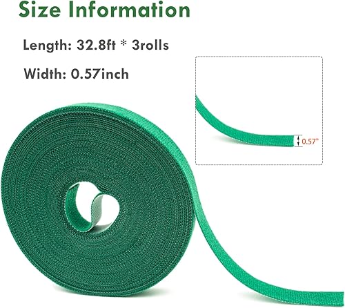 Miniatura 2 de Plant Ties - Cinta verde para plantas de jardín, 0.57 pulgadas de ancho, reutilizable, ajustable, correa de jardinería, soporte para plantas de