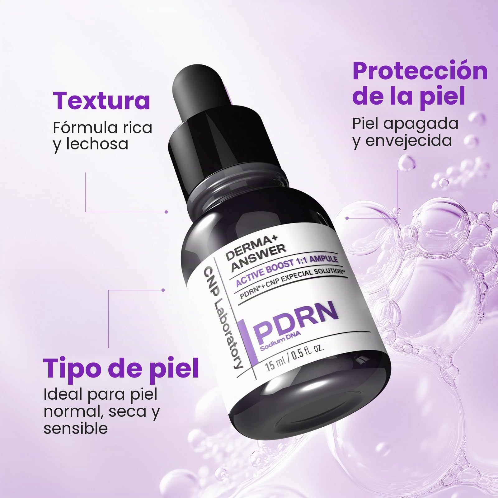 PDRN Active Boost - Suero facial que suaviza las líneas finas y arrugas, rejuvenece y tensa la piel, potenciador antienvejecimiento con colágeno, cuidado de la piel coreano, 1 onza líquida (30