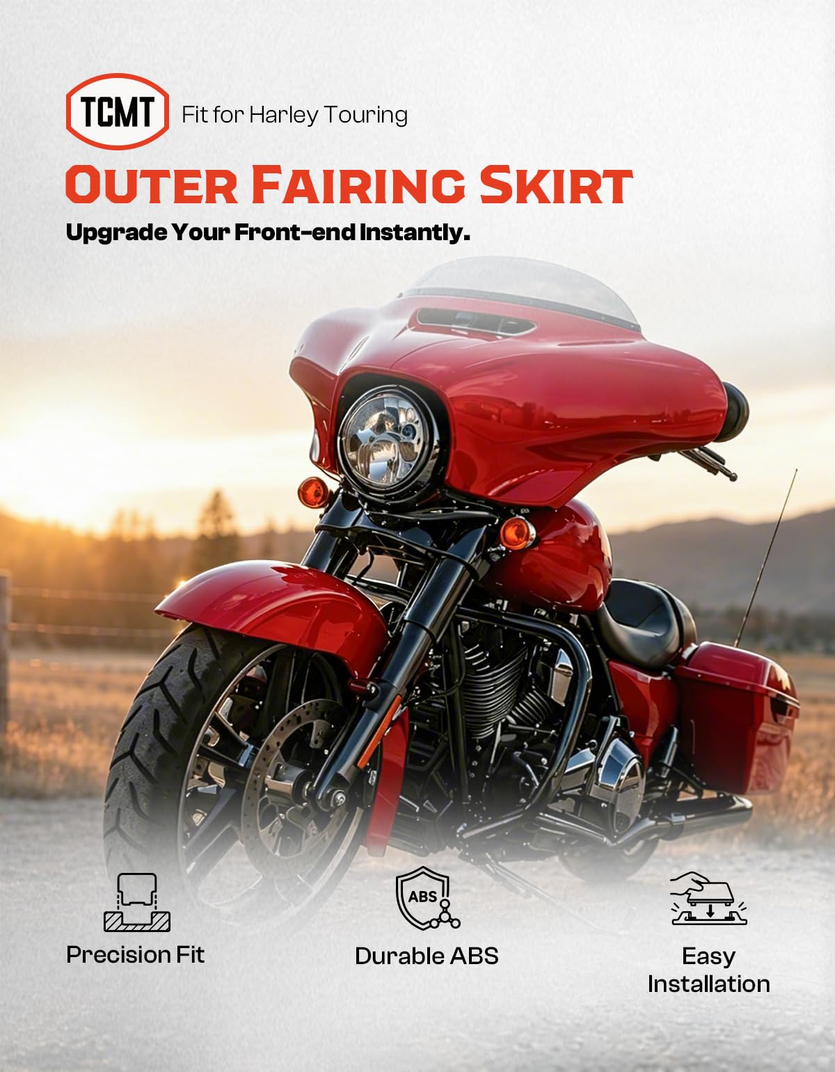 TCMT Batwing-Trim-Außenverkleidungsrock für Harley Electra Glide Street Glide Ultra Limited 2014–2023
