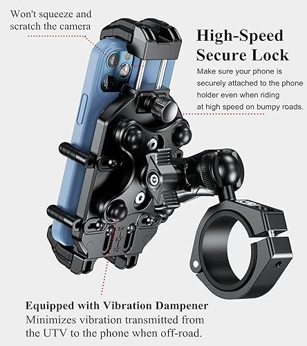 Miniatura 5 de BRCOVAN Soporte antirrobo para teléfono UTV con amortiguador de vibraciones y bloqueo seguro, apto para barra de jaula enrollable de