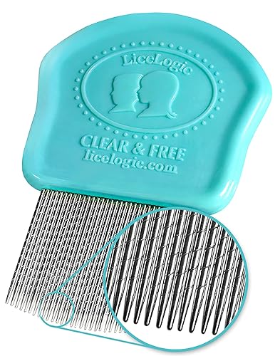 LiceLogic Peine eliminador de piojos y liendres, eficaz contra piojos, grado profesional, dientes de acero inoxidable, mango de agarre