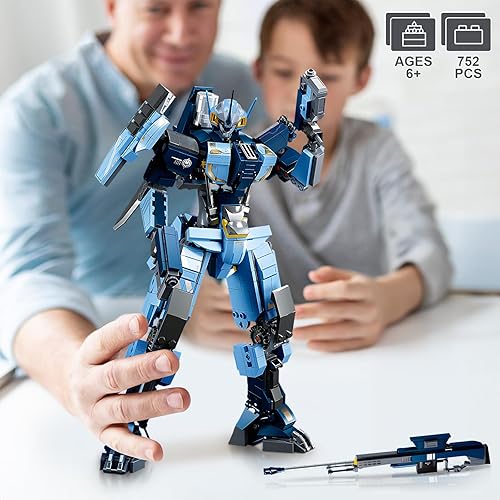 Miniatura 6 de Mech Robot - Juego de bloques de construcción para adultos, 752 piezas, kit de modelo de guerrero genial, juego de héroe de la justicia de la
