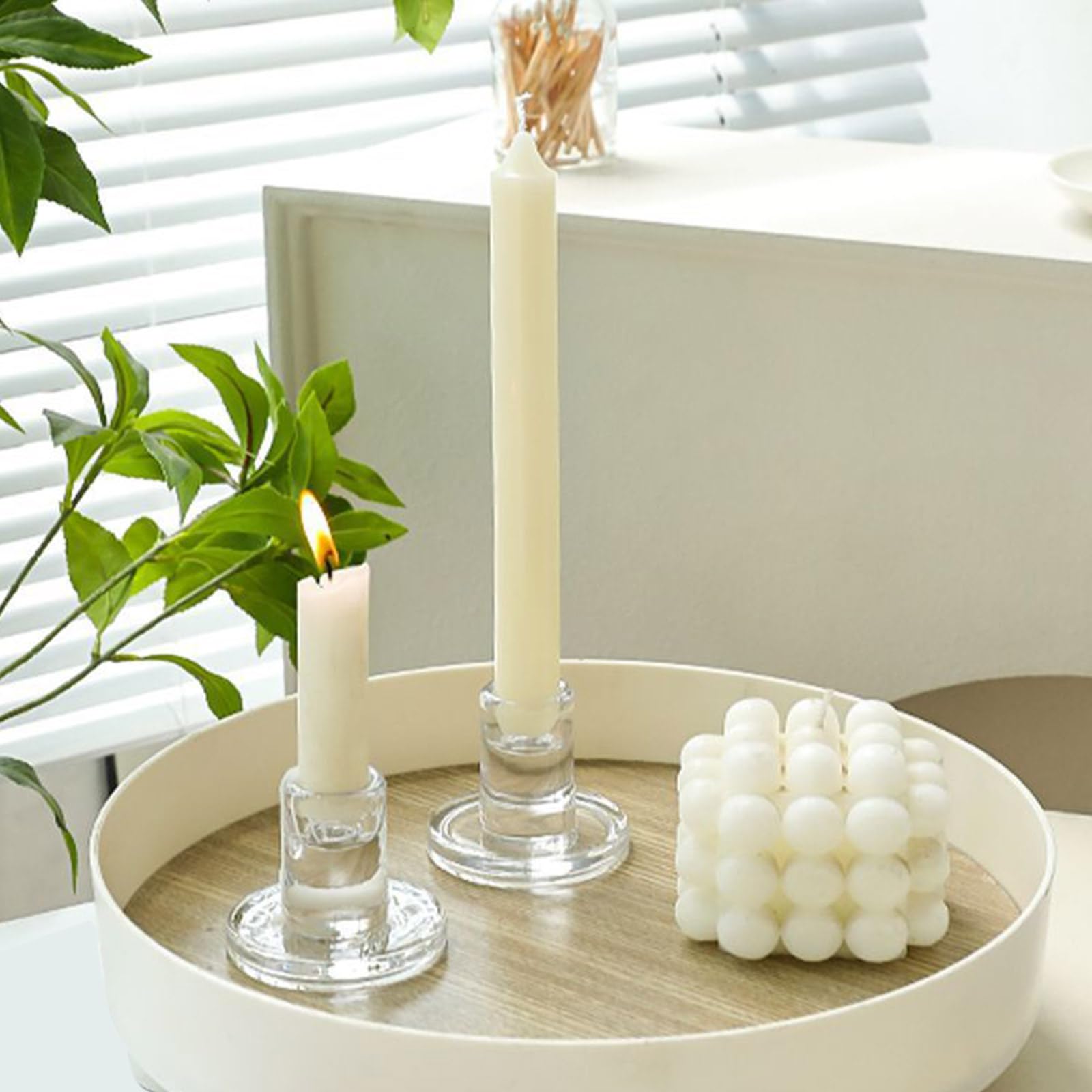 Paquete de 6 soportes de cristal para soporte cónico, elegante candelabro nórdico pequeño para decoración del hogar o fiestas, eventos