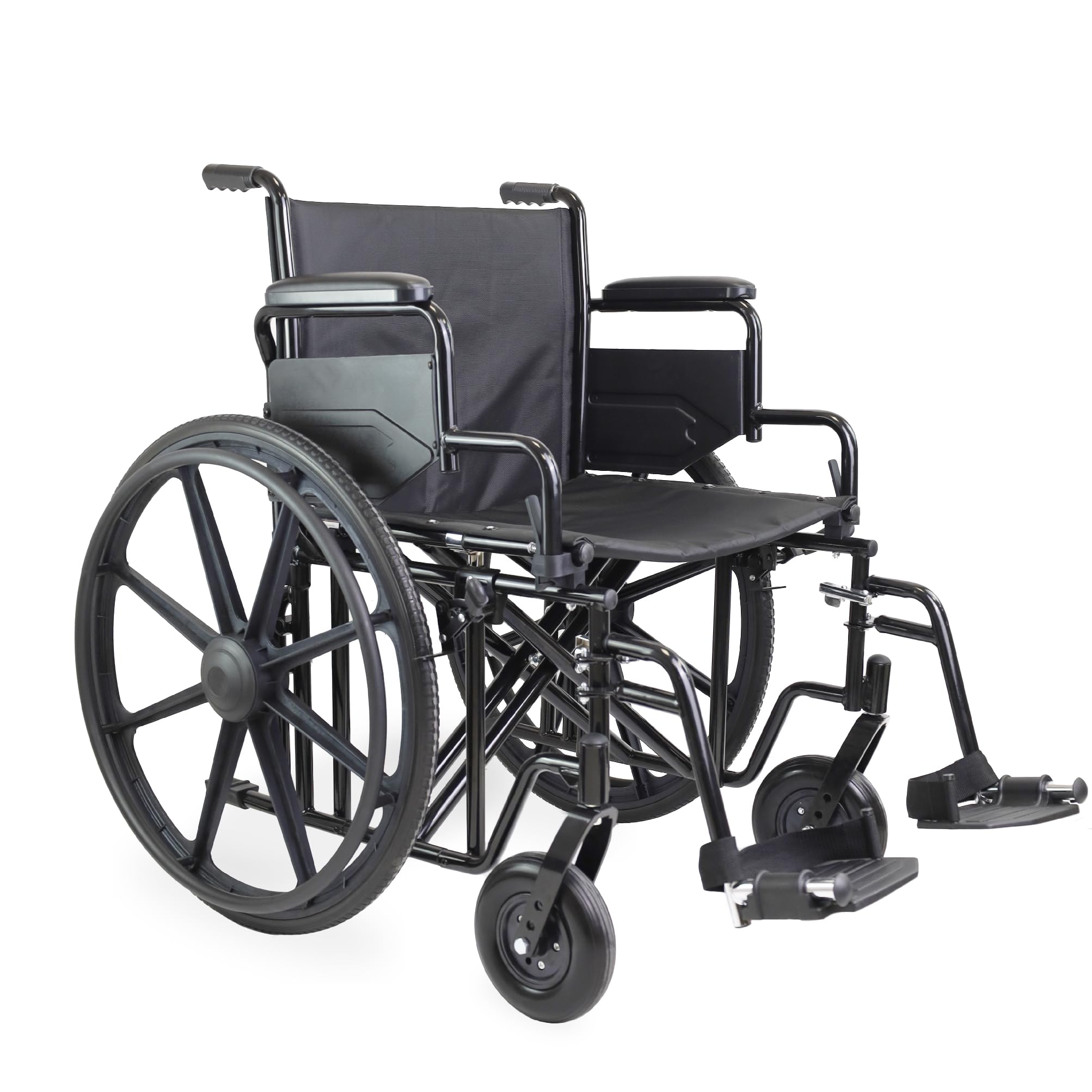 PEPE - Silla de Ruedas Ancha Autopropulsable Bariátrica (Hasta 225kg), Silla de Ruedas Plegable Robusta de Acero para Adultos, Silla Ruedas para Minusválidos con Sobrepeso