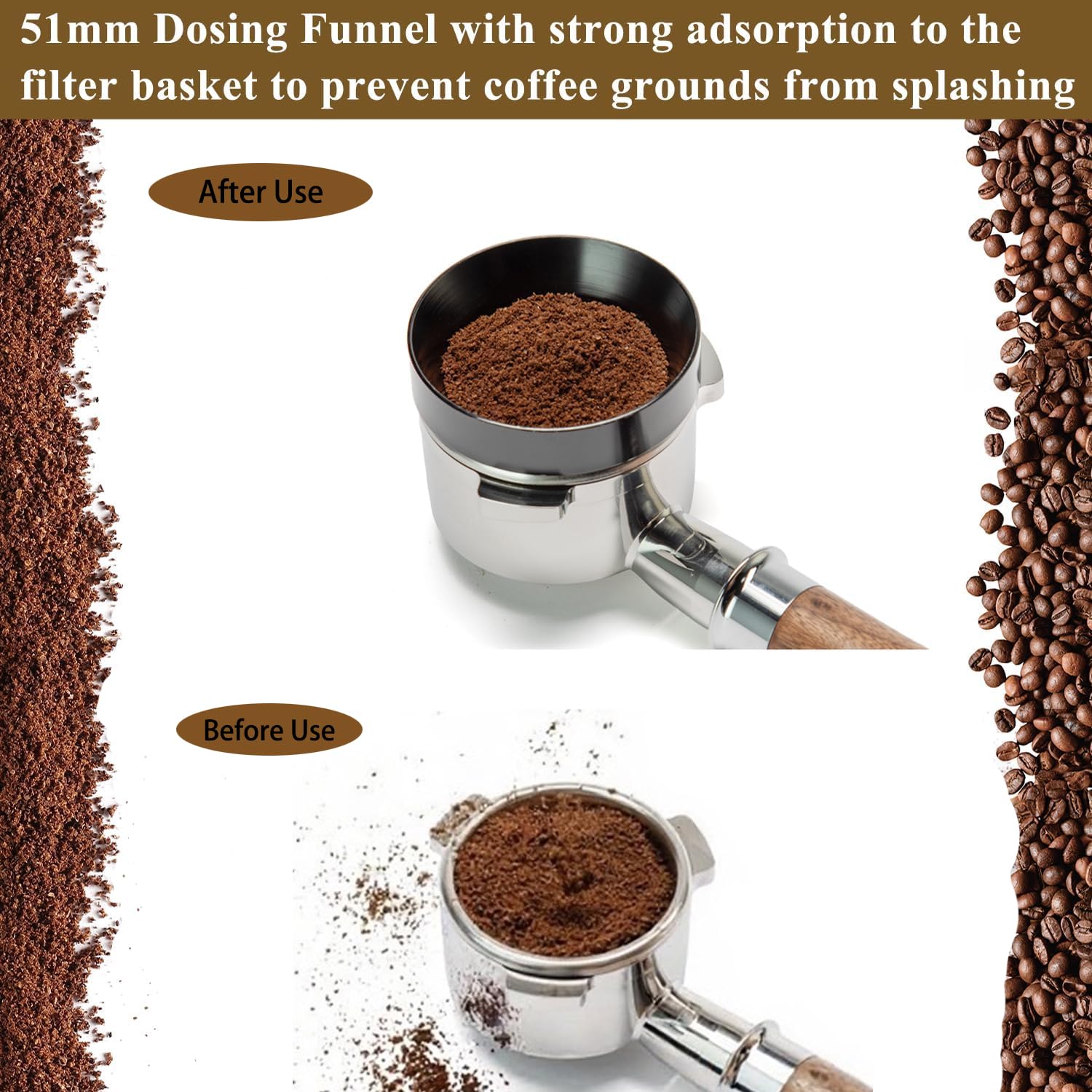 Kit de accesorios de espresso de 51 mm: kit de manipulación de café espresso con manipulador de café de 51 mm, pantalla de disco, embudo dosificador, herramienta WDT, alfombrilla de manipulación, kit