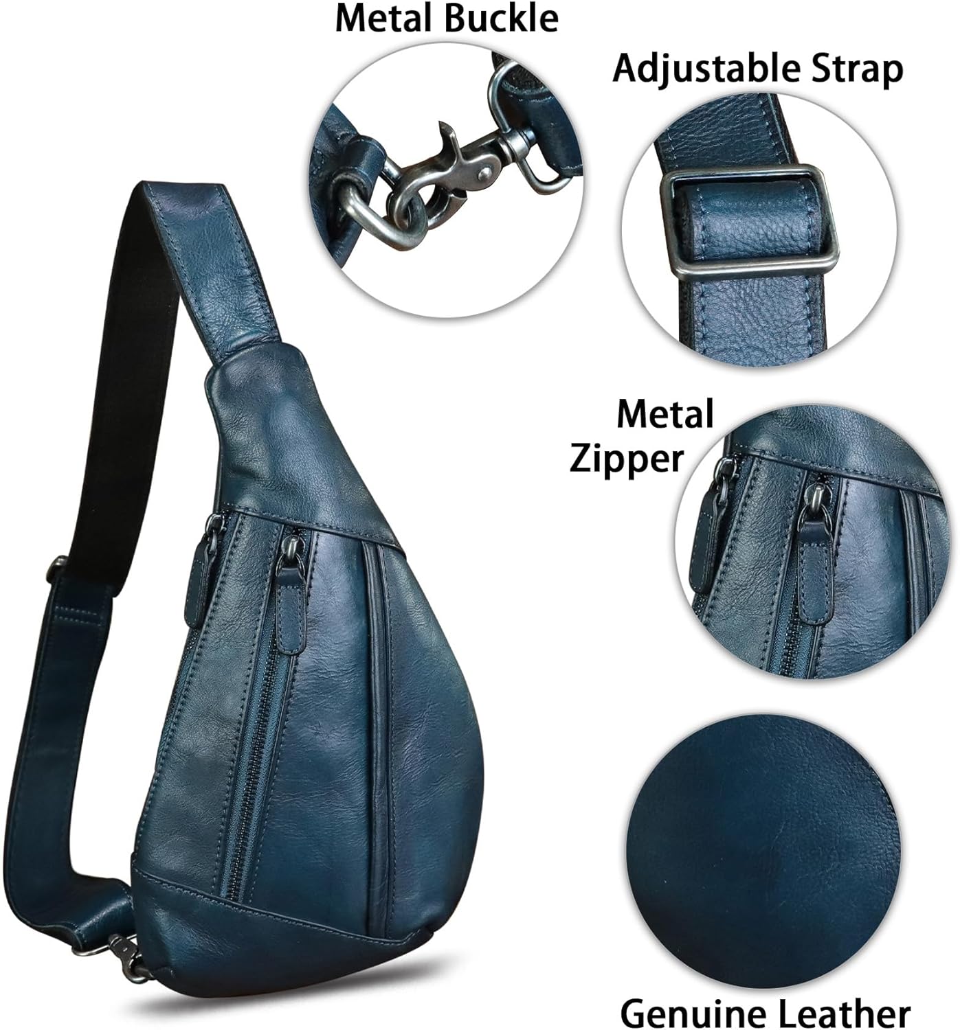 LRTO Genuine Leather Sling Bag for Men and Women Vintage Real Leather Crossbody Chest Bags Backpack Purse for Travel Hiking - Image 6