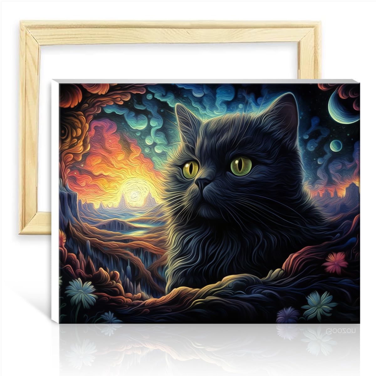 TANGFEIY Oil Painting by Numbers Kits Cats Canvas DIY Oil Painting Acrylic Number with Paintbrushes for Bedroom Living Room Decor DIY Frame(40x50cm)