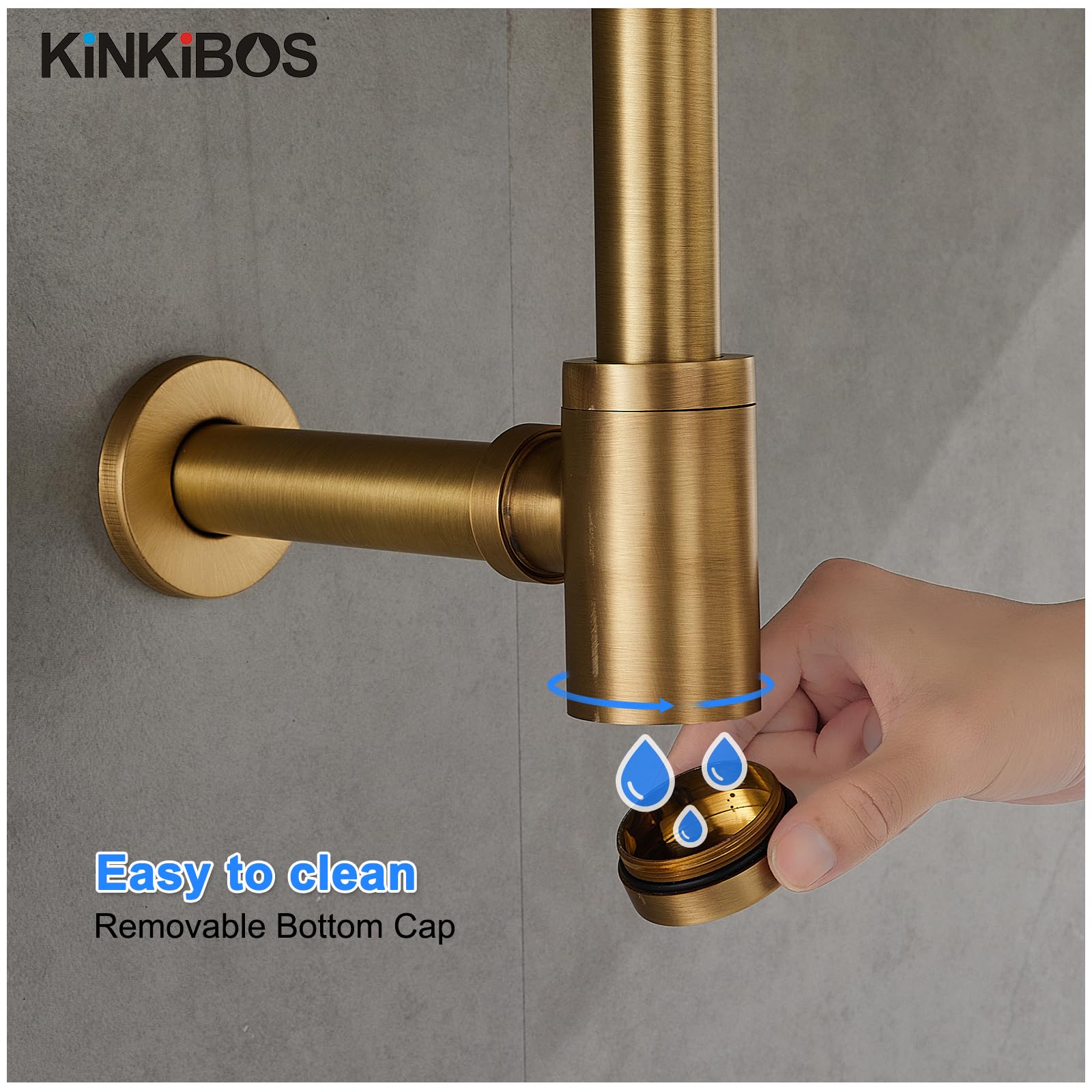 Sifone a bottiglia universale per lavabo e lavabo, apertura nascosta per la pulizia, trappola per odori, sifone regolabile 1 1/4 x 32 mm, tubo di scarico in ottone anticato