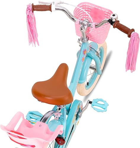Miniatura 33 de Joystar - Little Daisy - Bicicleta infantil, unisex, para niños de 2 a 7 años, de 12, 14 y 16 pulgadas, con asiento para muñeca, serpentinas