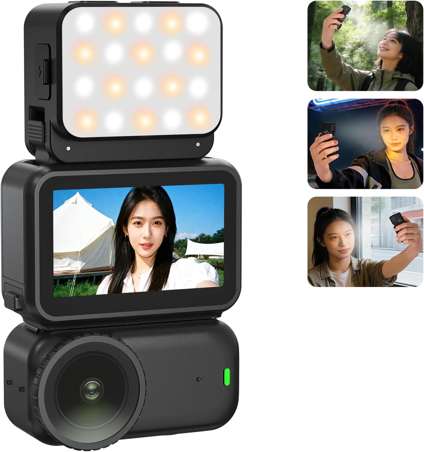 BRDRC Action 6 Magnetic Mini LED Fill Light, Photography Fill Video Lighting with Quick-Release Cold Shoe Adapter, 3 Color Modes, 4 Levels Brightness for DJI Osmo Nano Camera Accessories