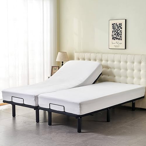 Miniatura 7 de Kingnex Protector de colchón impermeable tamaño King dividido para camas ajustables, suave y refrescante, de bambú, suave, suave y suave