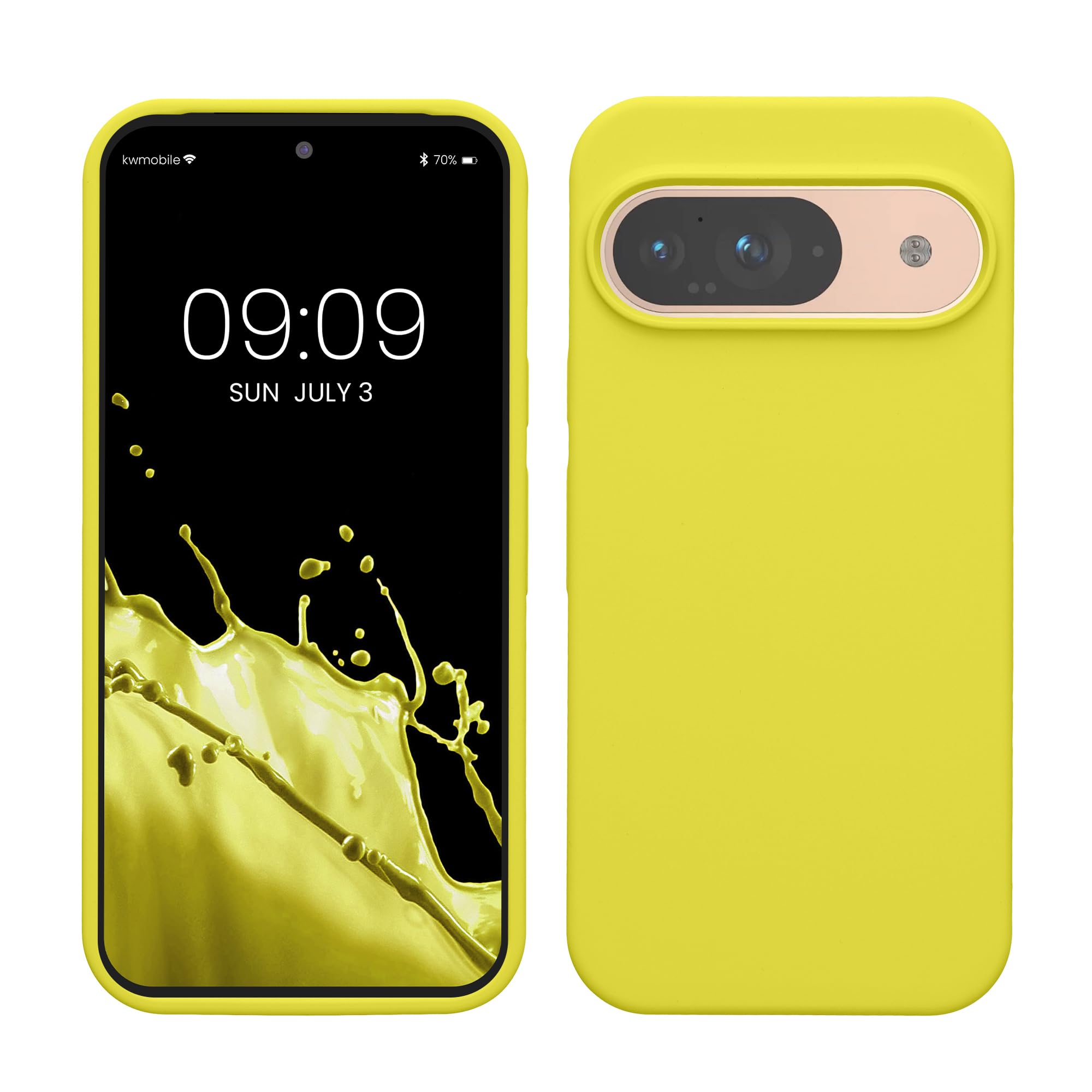 kwmobile Case Compatible with Google Pixel 9 / Pixel 9 Pro Case - TPU Silicone Phone Cover with Soft Finish - Lemon Yellow