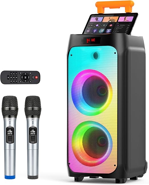 JYX karaoke 2 micrófonos inalámbricos bluetooth luces discoteca 8 horas 15 septiembre fiesta