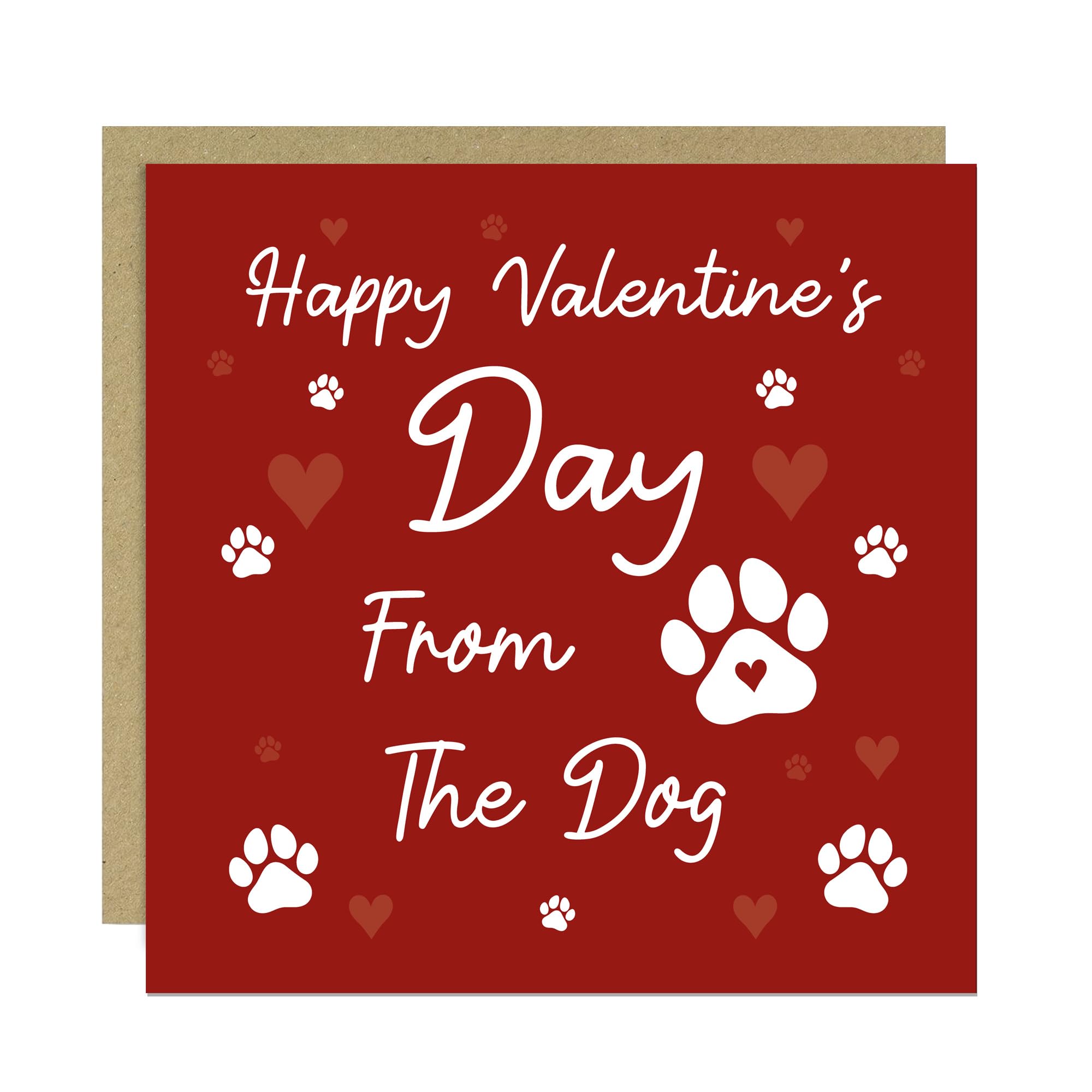 RED OCEAN Happy Valentines Day From The Dog, Perfect For Dog Mum Dad, Valentines Card For Husband Wife, Funny Card From Puppy, With Kraft Envelope