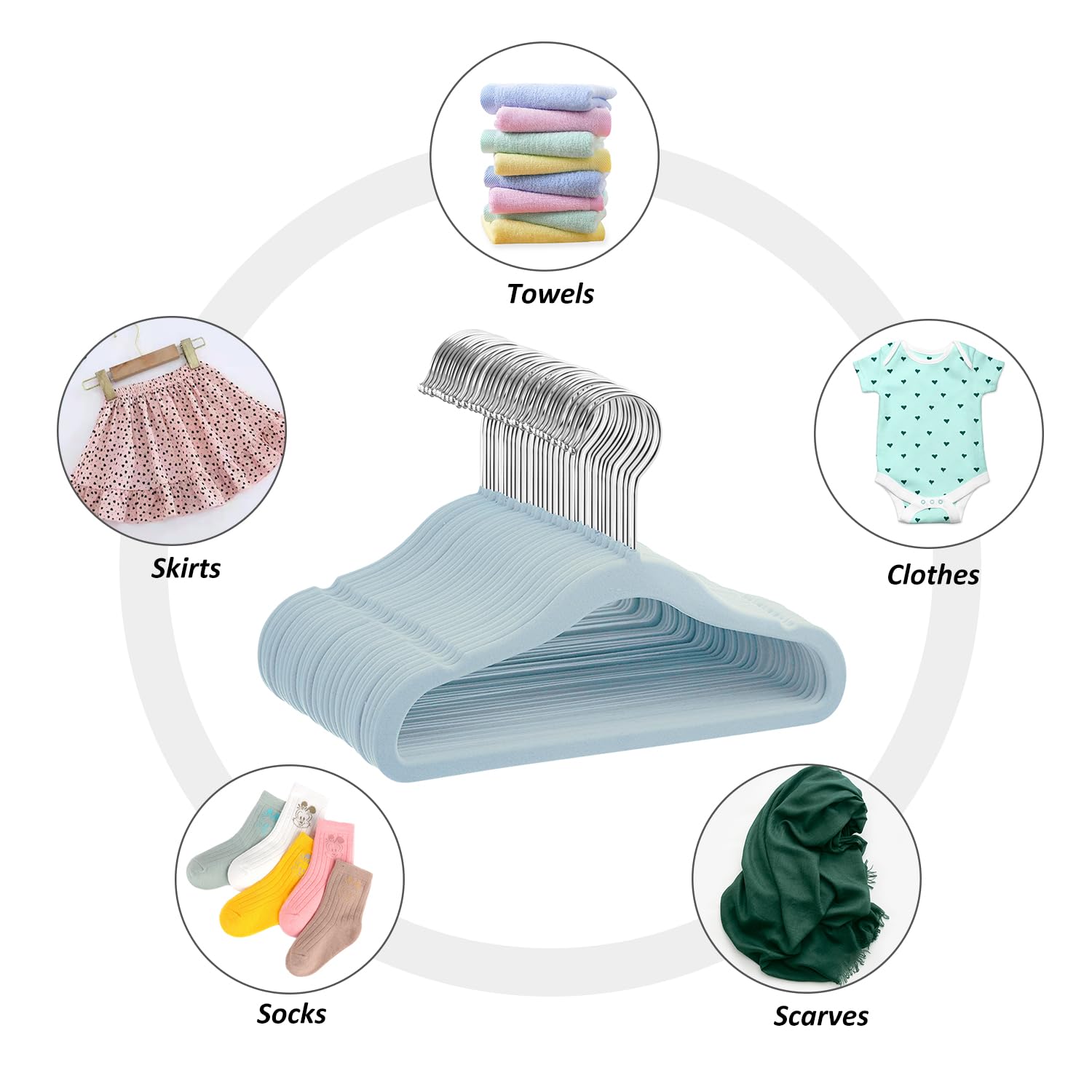Set van 30 fluwelen kleerhangers voor kinderen, antislip kleerhangers