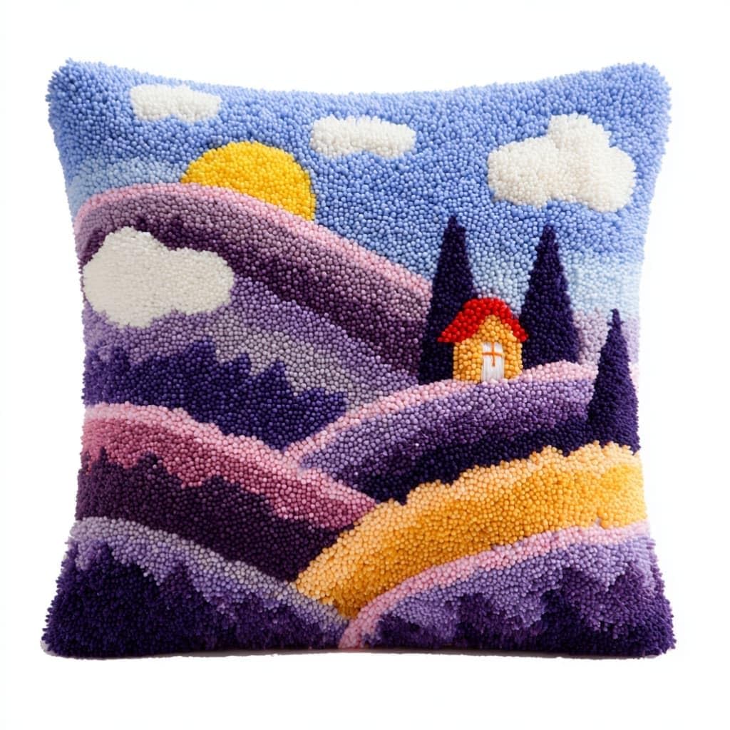 Taxpy Latch Hook Cushion Kits Lavender 17X17 Inch
