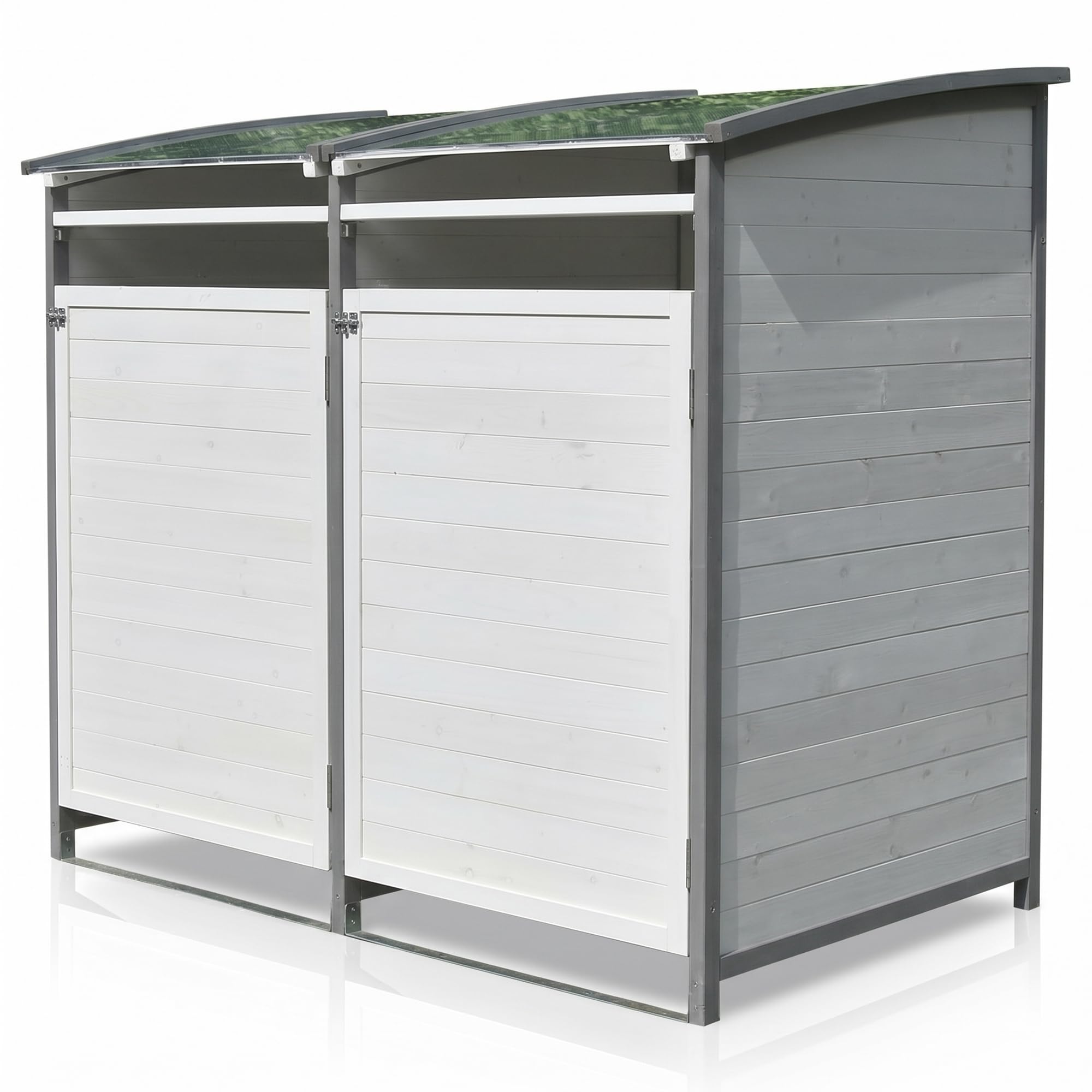 Mucola Mülltonnenbox 240 L aus Holz in Anthrazit/Weiß – stabile Mülltonnenverkleidung mit Rückwand für 1 Tonne – wetterfeste Tonnenbox 140 × 85 × 127 cm für Garten & Einfahrt