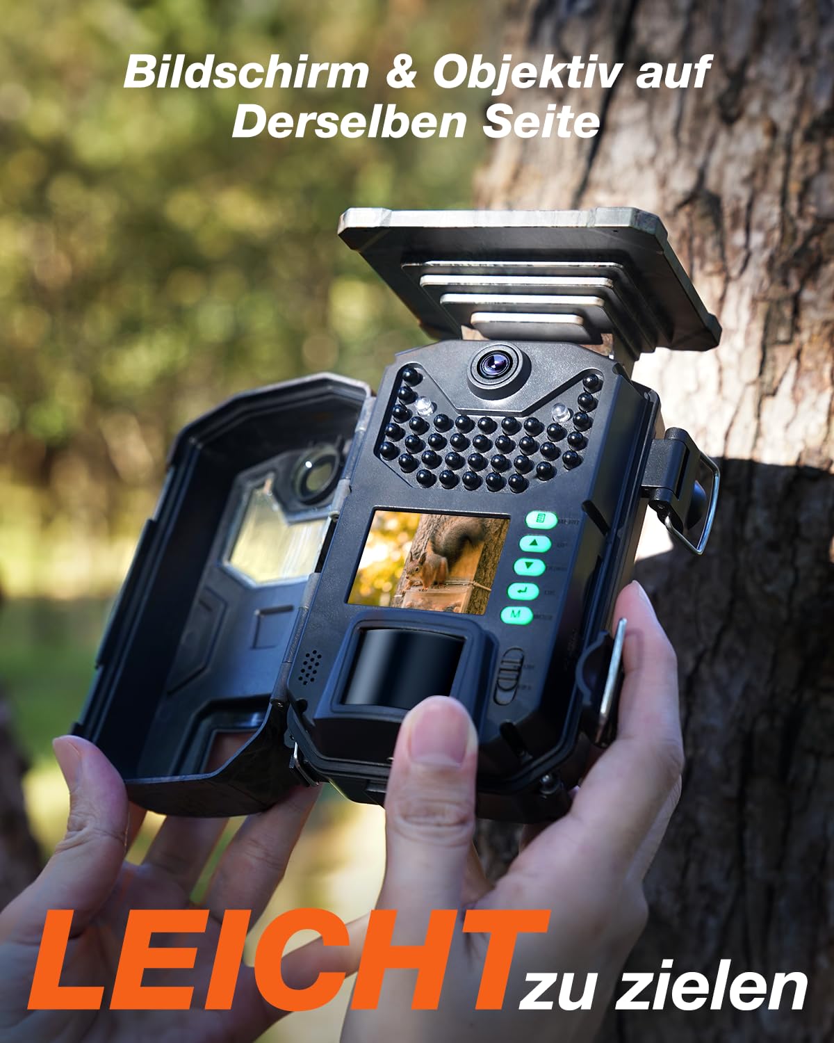 iZEEKER Solar Wildkamera 4K 30fps 48MP, Wildtierkamera mit 2600 mAh Akku, Wildkamera mit Bewegungsmelder Nachtsicht, Kein WLAN, IP66 Wasserdicht für Wildtierbeobachtung & Heim Sicherheit