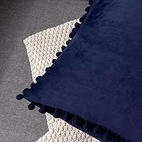 Vista 97 de 2 fundas para cojín decorativo de terciopelo con pompones