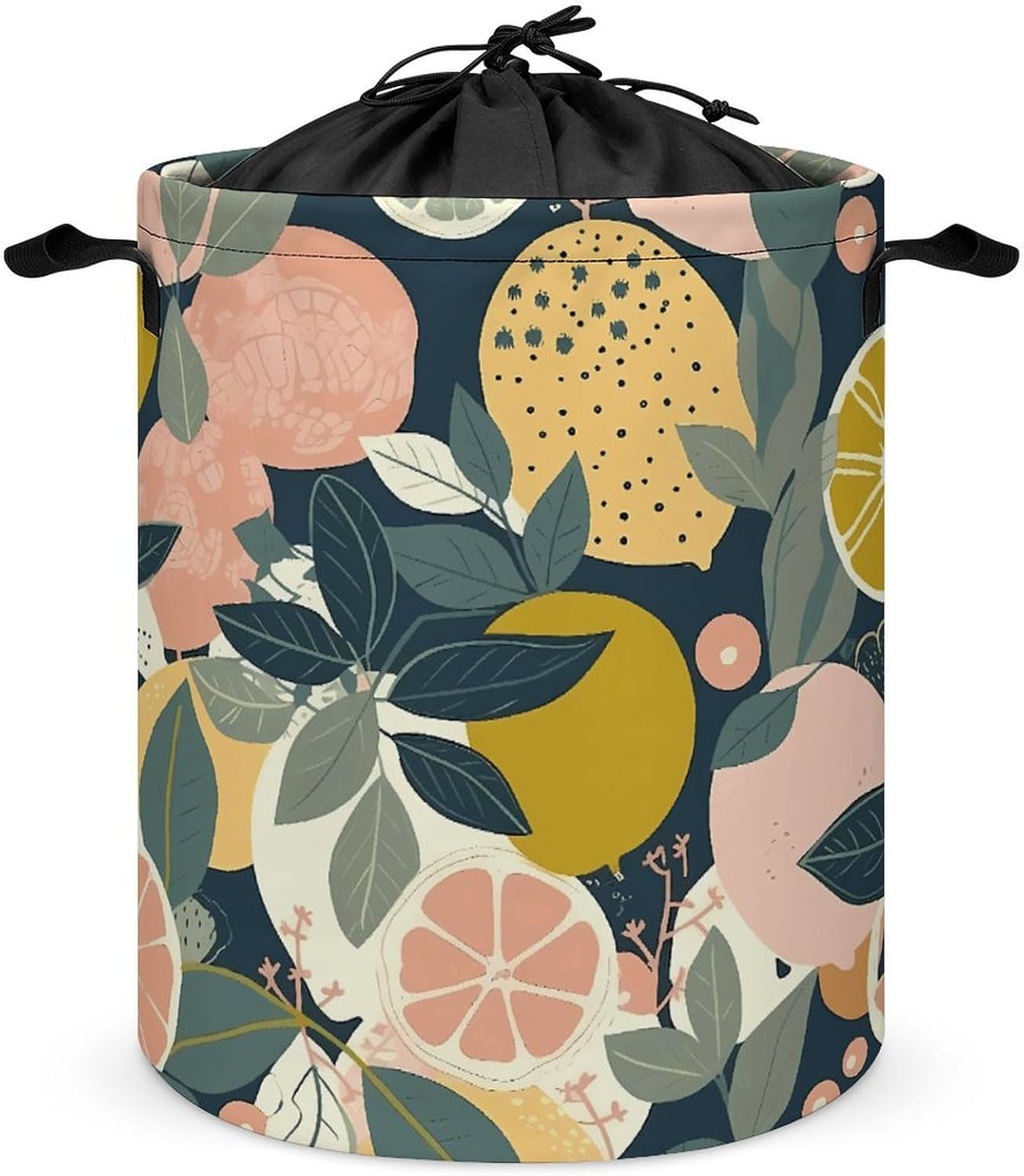 Lemon Citrus Pattern Laundry Basket Collapsible Clothes Hamper with Reinforced Handles Large Capacity Waterproof Laundry Bag Freestanding Laundry Hamper for Bedroom Bathroom
