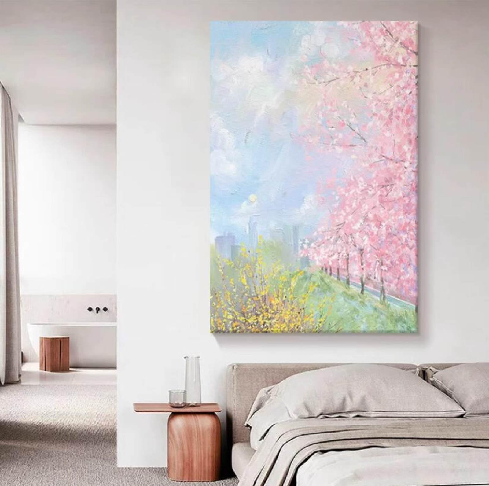 Peinture à l'huile sur toile pour habiller un grand mur vide de salon