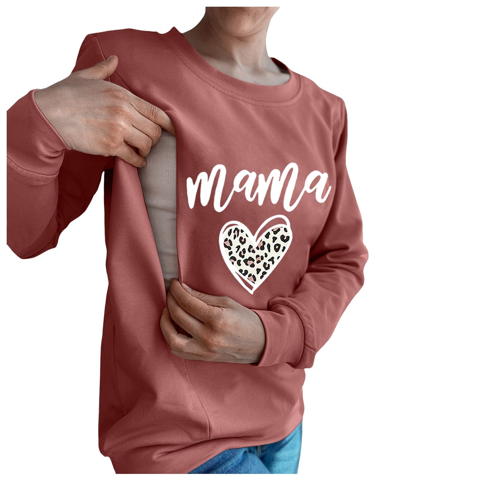 Mama's Boobery Sweater Femme Décontracté Sweat-shirt de maternité/d'allaitement Confortable avec Fermeture éclair Pull d'allaitement Patron de Couture Hoodie Femme