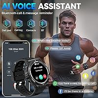 Vista 7 de Reloj inteligente militar para hombre (respuesta/hacer llamadas), reloj inteligente resistente con linterna LED, resistente al agua de 3 ATM