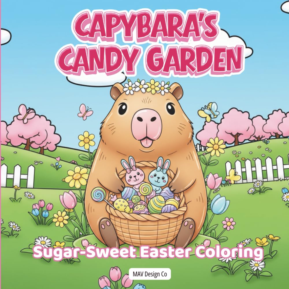 Capybara’s Candy Garden Sugar-Sweet Easter Coloring with Treats, Chocolates, and Cozy Spring Joy: Adorable Capybara Coloring Book for Kids, Teens & Cute Animal Lovers