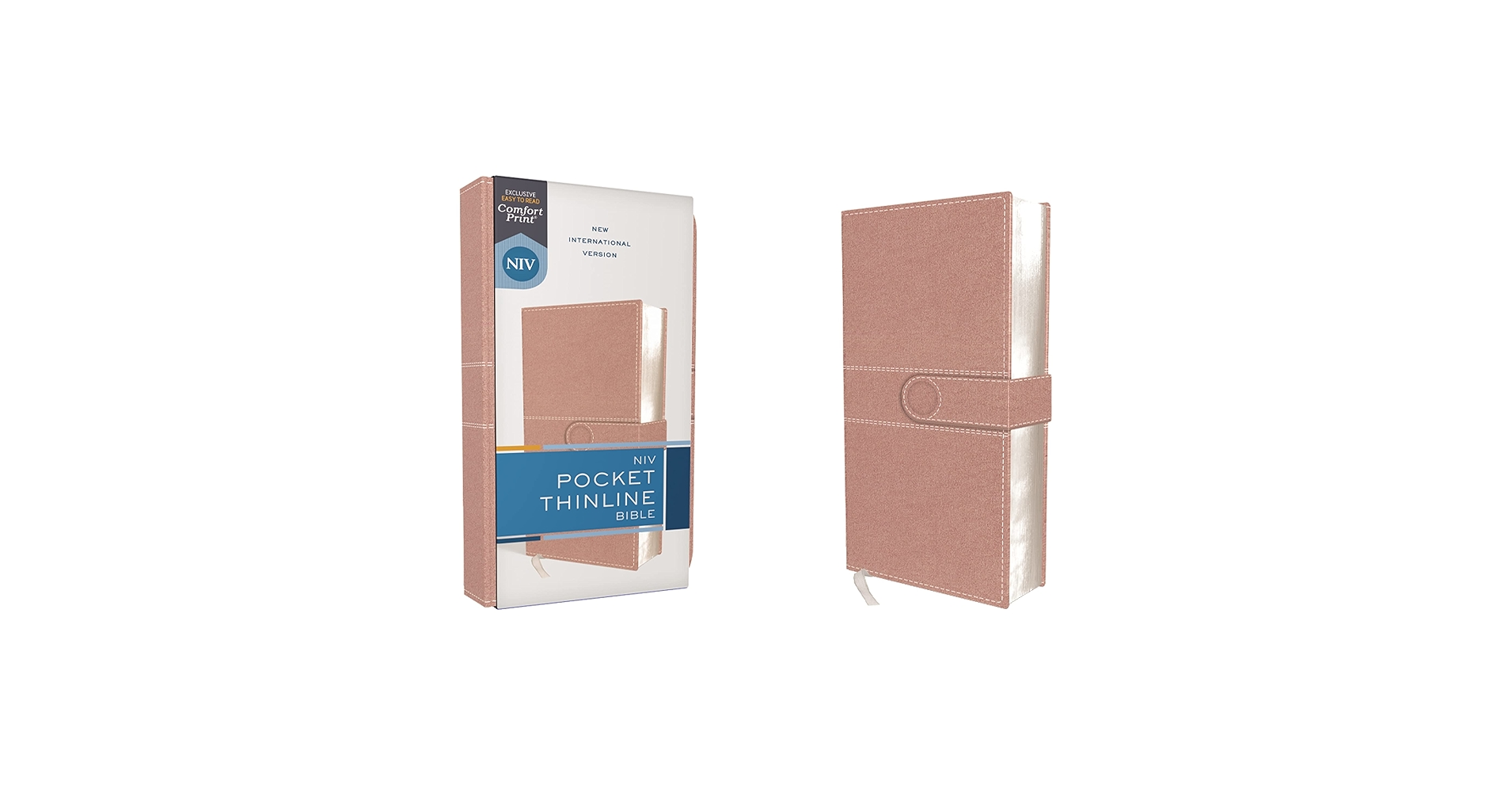 NIV, Pocket Thinline Bible, Leathersoft, Pink, Snap Closure, Red
