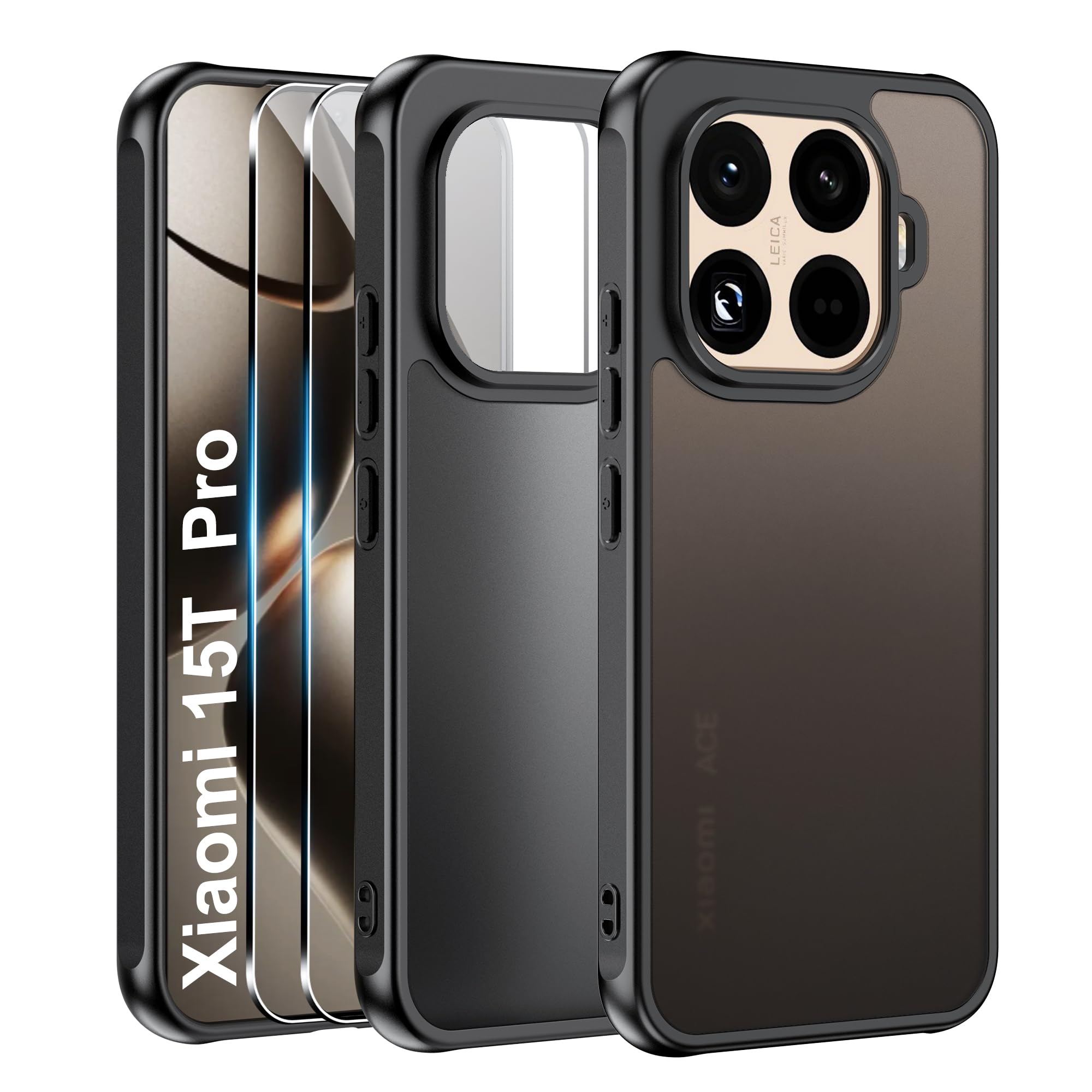 Effcotuo Case for Xiaomi Mi 15T Pro 5G Case for Tempered Glass