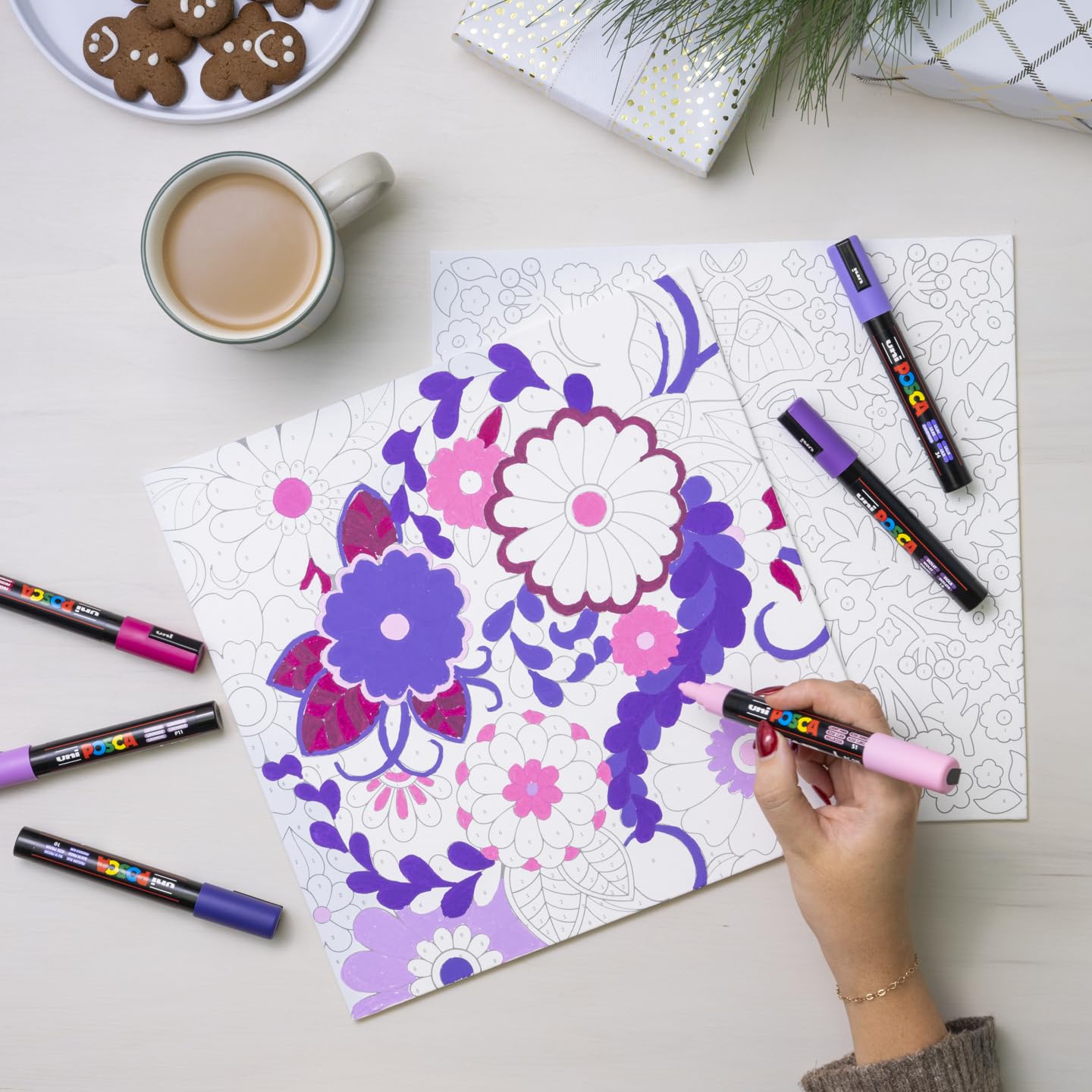 Amazon.com: POSCA Canvas Paint by Number Kit, Lilac Dream - 8