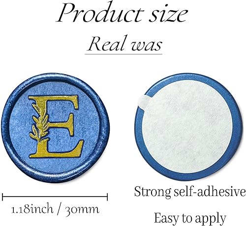 Miniatura 2 de 25 calcomanías de sello de cera doradas y azules hechas a mano con hojas botánicas vintage, calcomanías de cera para invitaciones de fiesta de boda,