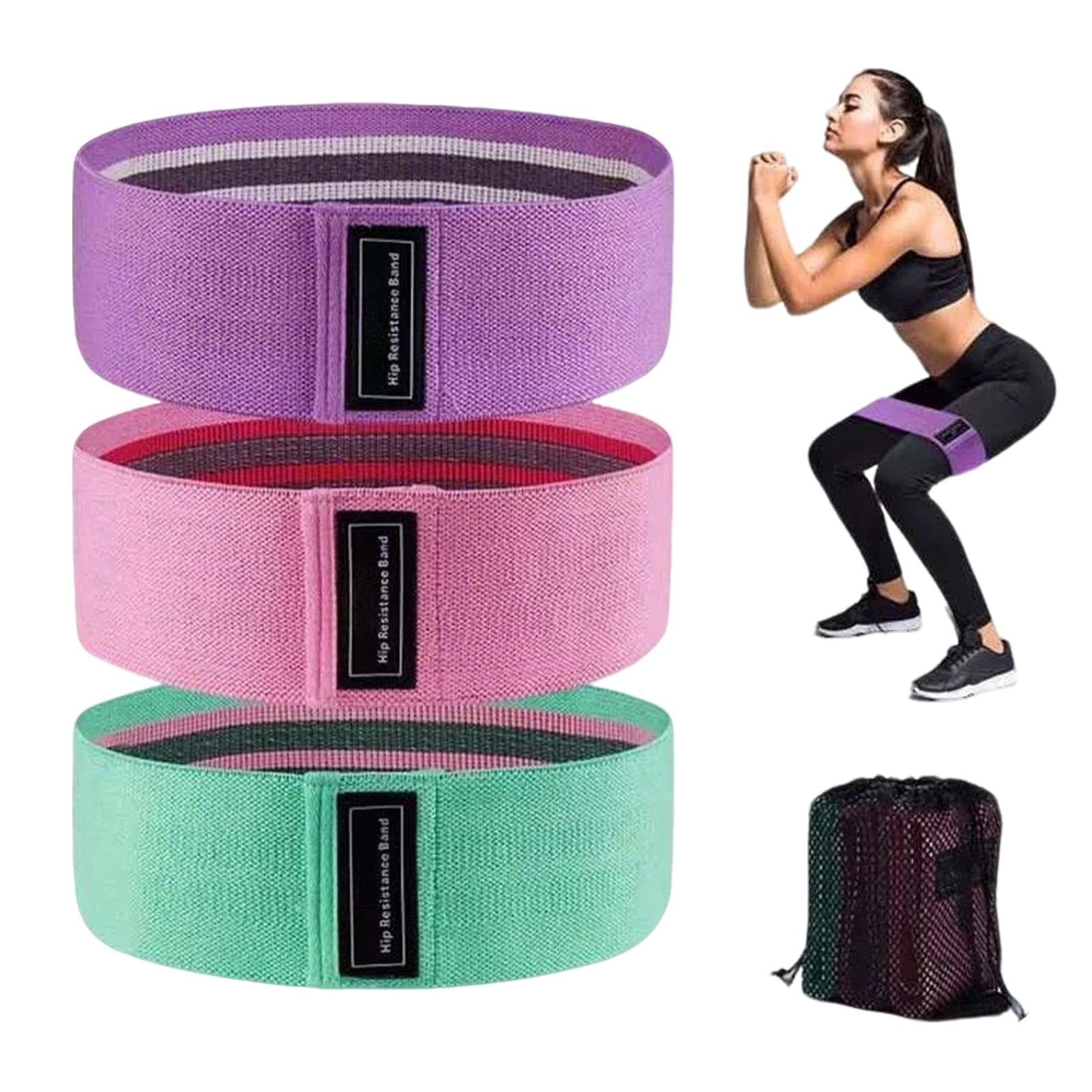 3PCS Wide Non-slip Fitness Resistance Bands, 3 Levels Fabric Booty Bands Set for Men and Women, Idea for Yoga, Pilates, Home Gym