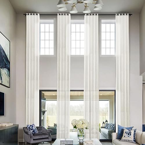 Frelement Paneles de cortinas de lino transpirables para techo alto, loft, dormitorio, cortinas de oscurecimiento de habitación, cortinas con ojales