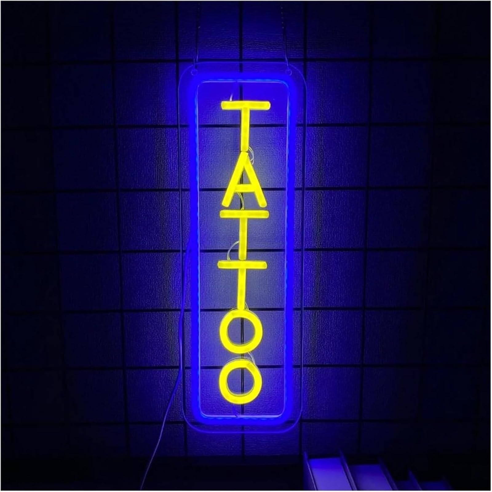 Señal de luz de neón Letrero Luminoso de neón con diseño Tatuajes, Regulable y Ambiente Relajante para Estudios(A)
