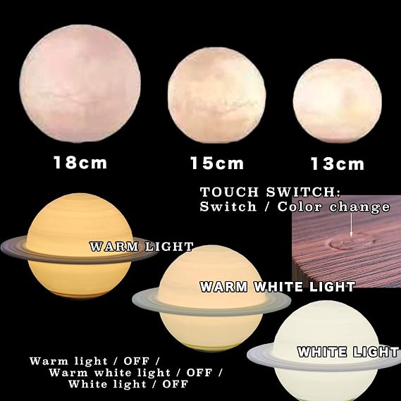 Night Light Moon Light Magnetic Floating Planet Lamp Interior 3D Print LED Bedside Nursing Creative Gift Table Lamp (13cm Moon)